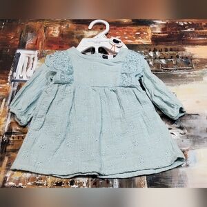 Elegant Lace Kids Dress in Light Teal Color Size 0-3m